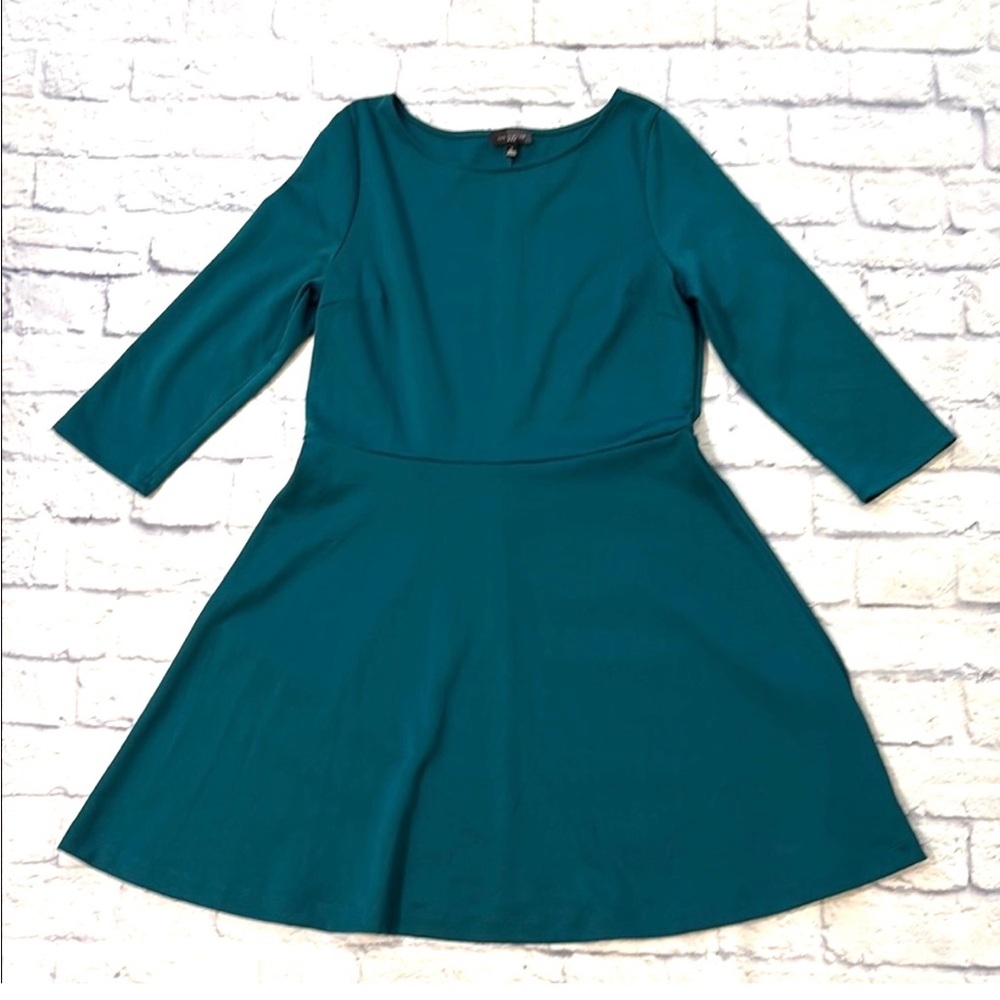 The Limited Knit Swing Tee Shirt Dress 3/4 Length Sleeves Dark Green Size Large